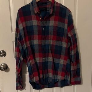 J crew slim flannel Plaid Button-Up Shirt large